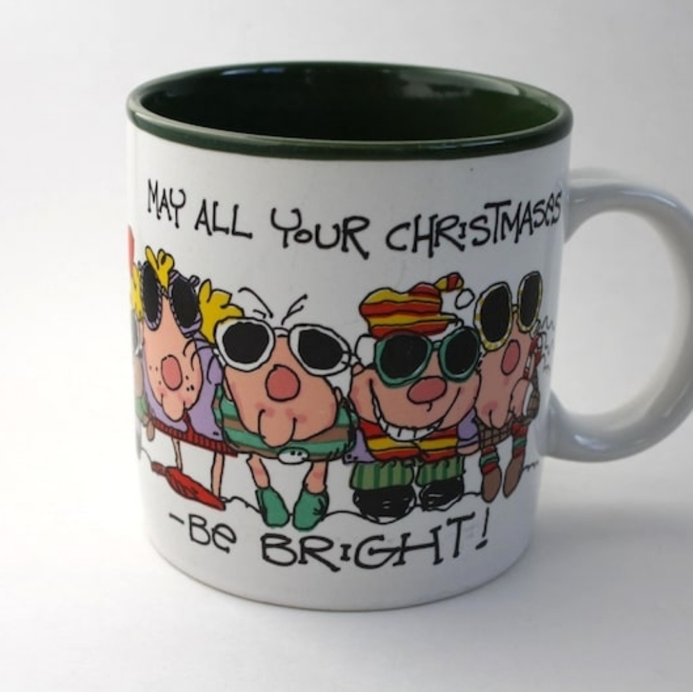 Vintage 1987 Christmas mug Funny Potpourri Press Mug Shots by Dabagian